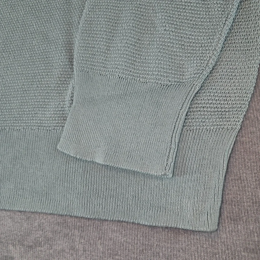 J.Crew Crewneck Sweater Men's Large Green 100% Cotton Textured Raglan L CD617